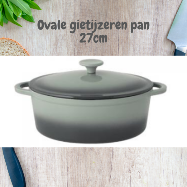 Ovale gietijzeren pan 27cm